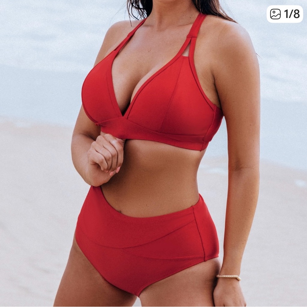 Cupshe Vibrant Red Bikini Set- Size L